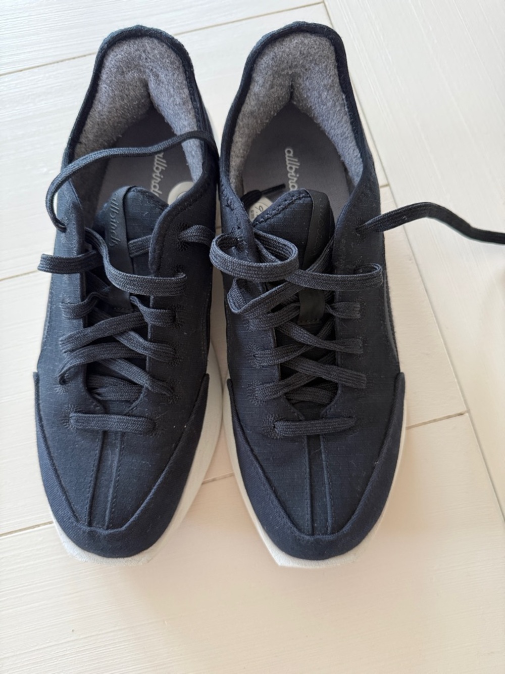 allbirds Men's Black Canvas Low-Top Sneakers with White Sole